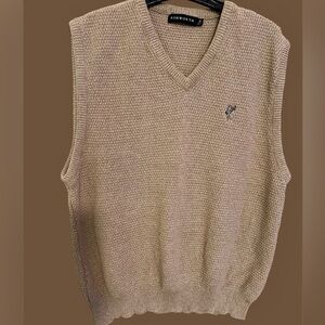 Ashworth Men's Golfing Vest Knit Beige Medium,‎ Cotton Classic Preppy Golf, USA
